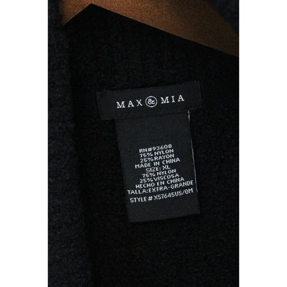 Max & Mia Cardigan Sweater Womens Black Open Front Knit Long Sleeve Size XL - Picture 6 of 9